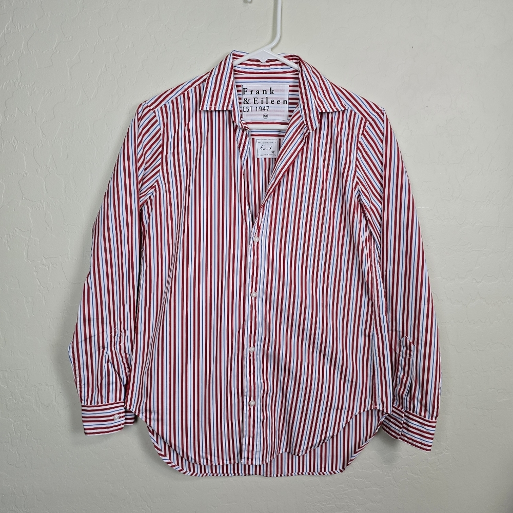Frank & Eileen "Frank" Red and Blue Striped Cotton Shirt XS